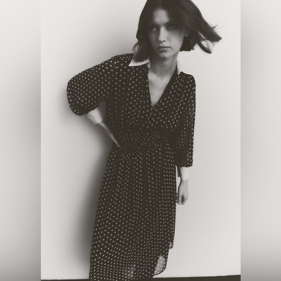 Elegant Black and White Polka Dot Dress - Picture 5 of 11